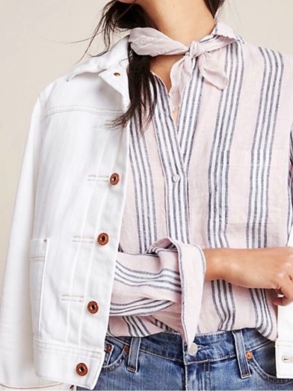 Anthropologie Grayson The Hero Ida Stripe Linen Button Shirt Size XS